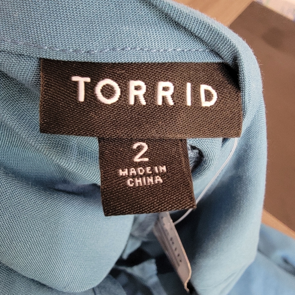 Torrid Maxi Challis Trapeze Dress 2X NWT Bluesteel Plus Size Sleeveless New - Picture 7 of 12